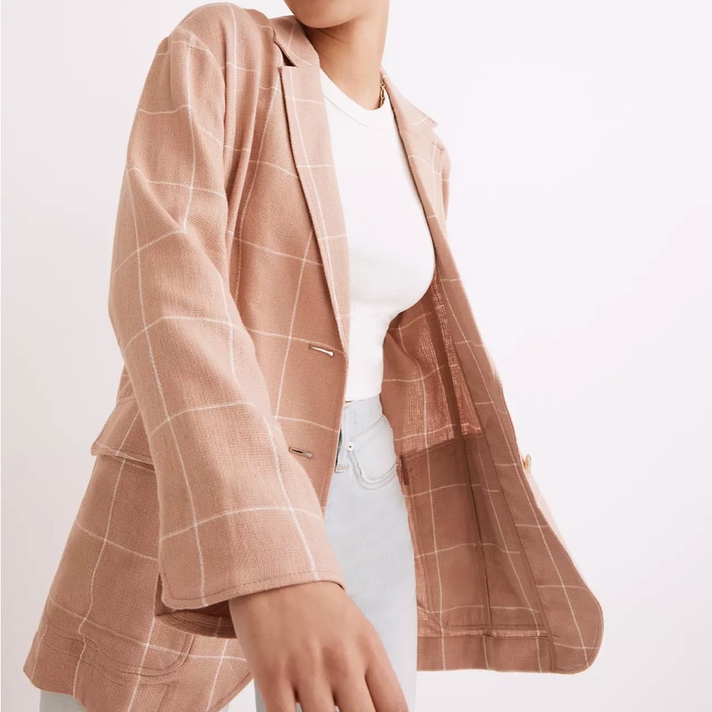 Madewell Breezewoven Larsen Blazer in Windowpane (L)